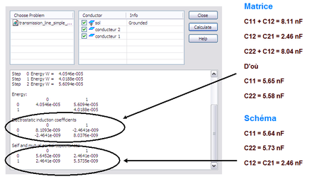 Calcul de capacités : matrix capacitance utility