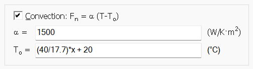 Convection coefficients